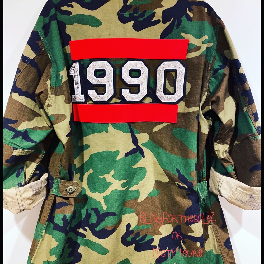 Army Fatigue jacket with blinged out numbers